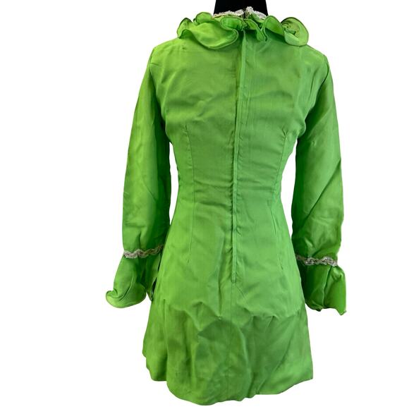 Vintage 1960s Neon Green Mini Dress with Sequins - Mod Retro - S - Picture 4 of 16
